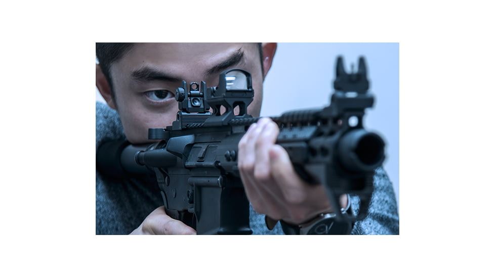 Leapers UTG ACCU-SYNC Top Mounted Deployable Rear Sight, Black, MNT-957