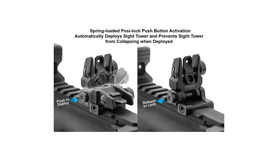 Leapers UTG ACCU-SYNC Top Mounted Deployable Rear Sight, Black, MNT-957