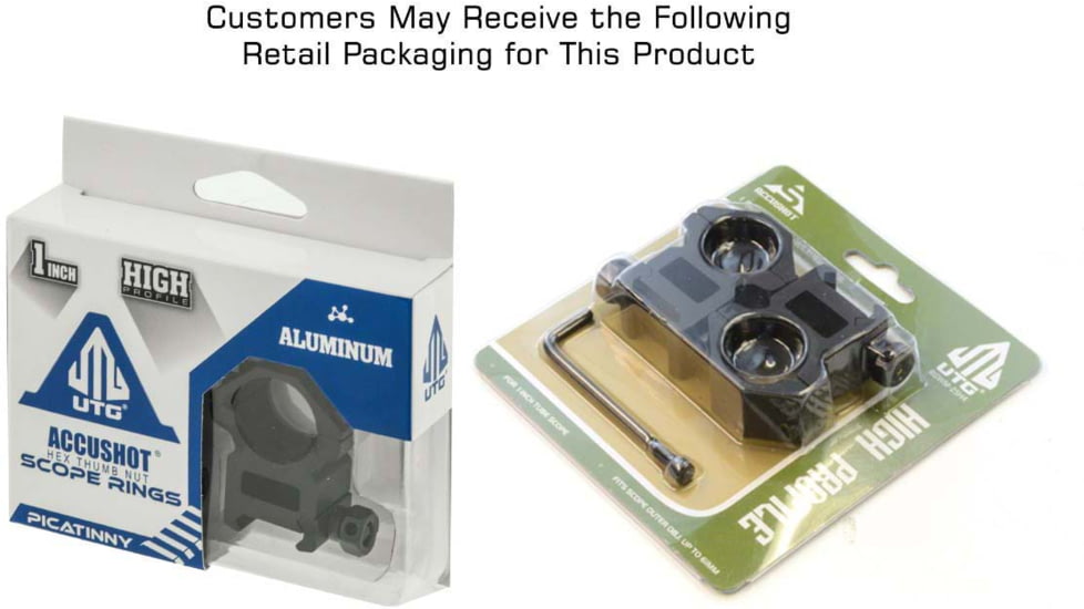 Leapers UTG ACCUSHOT 1in/2PCs High Profile Picatinny/Weaver Rings, Black, RGWM-25H4