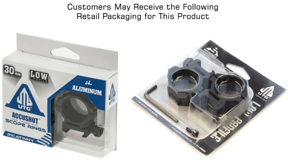 Leapers UTG ACCUSHOT 30mm/2PCs Low Profile Picatinny/Weaver Rings, Black, RGWM-30L4