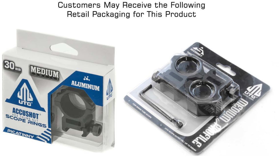 Leapers UTG ACCUSHOT 30mm/2PCs Medium Profile Picatinny/Weaver Rings, Black, RGWM-30M4