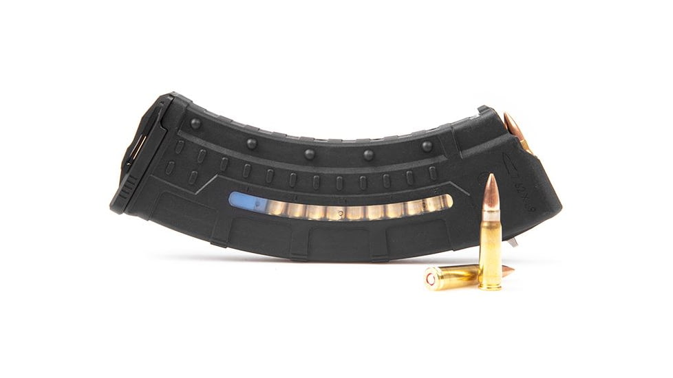 Leapers UTG AK/AKM Windowed Polymer Magazine, 7.62X39mm, 30 Round, Black, RBT-AKM30-30RD