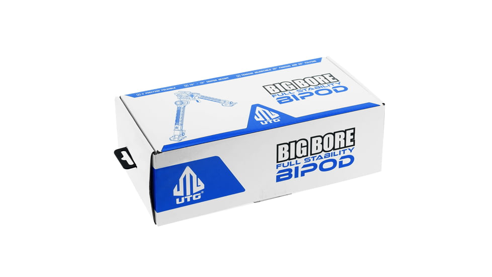 Leapers UTG Big Bore Full Stability Bipod, 9 in-14 in Center Height, Black, TL-BPFS01-A