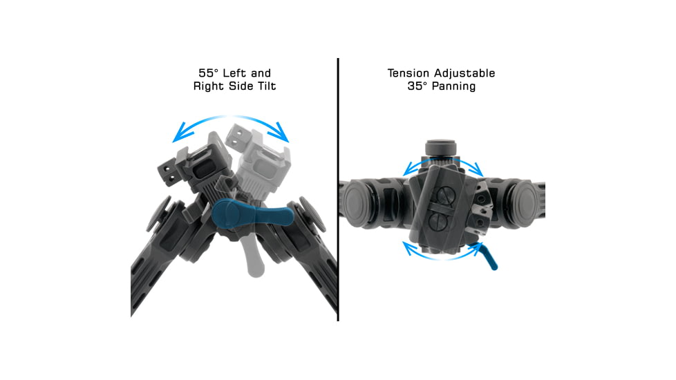 Leapers UTG Big Bore Full Stability Bipod, 9 in-14 in Center Height, Black, TL-BPFS01-A