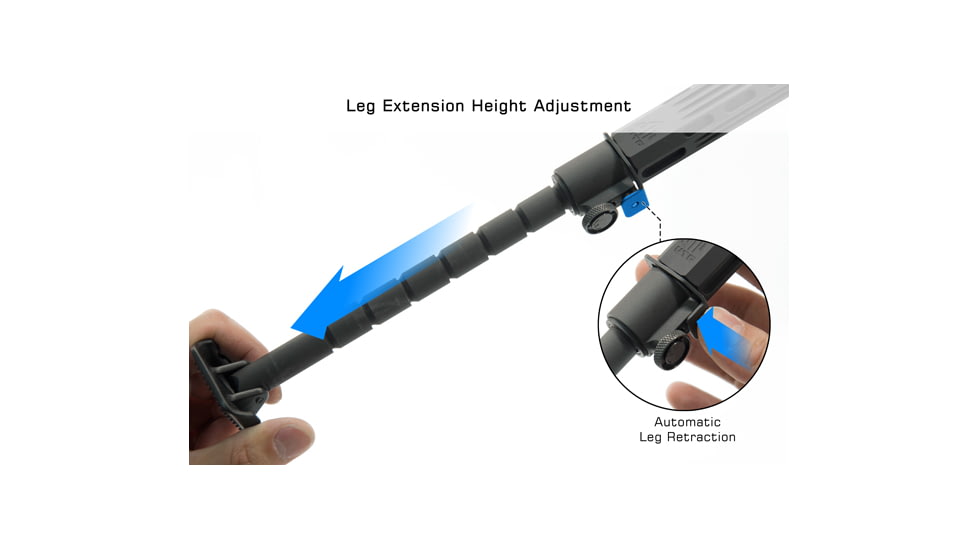 Leapers UTG Big Bore Full Stability Bipod, 9 in-14 in Center Height, Black, TL-BPFS01-A