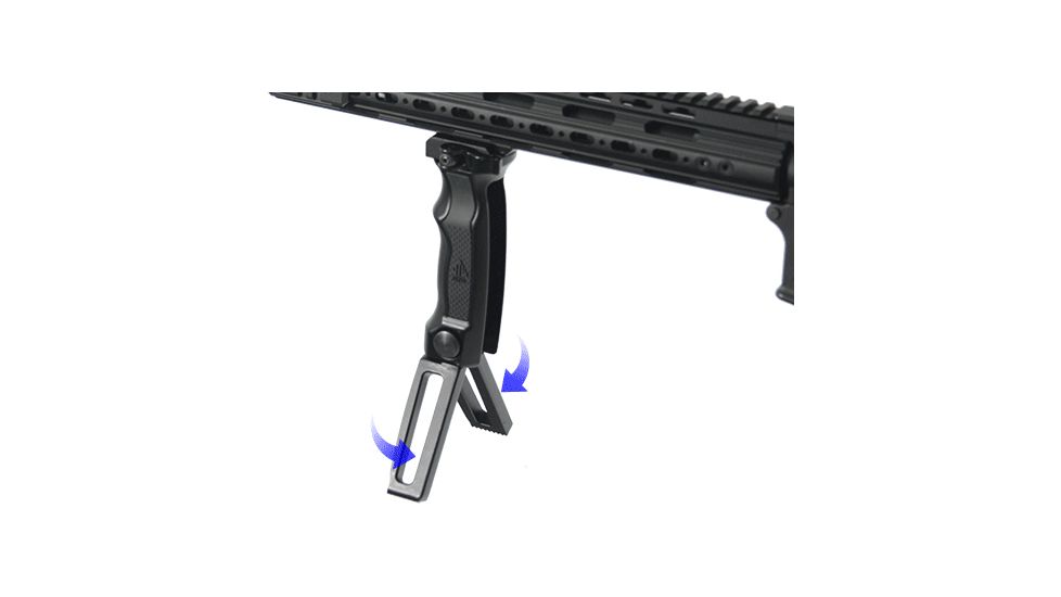 Leapers UTG D Vertival Front Grip w/ Innovative Quick Release Deployable Bipod, Grip Ht 5.1- 8in Deployed MNT-DG01Q
