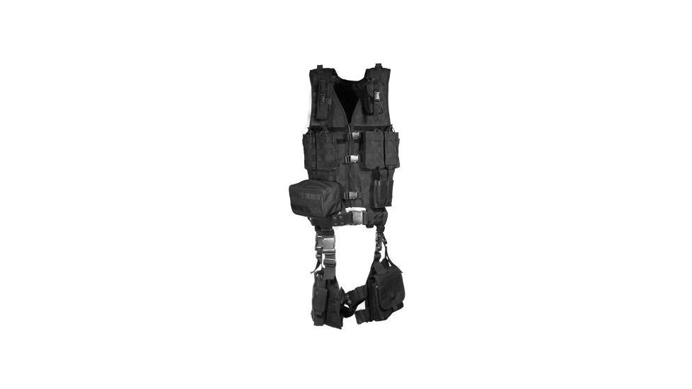 Leapers UTG Modular 10 Piece Web Vest &amp; Holster Kit - Black PVC-V747KTB