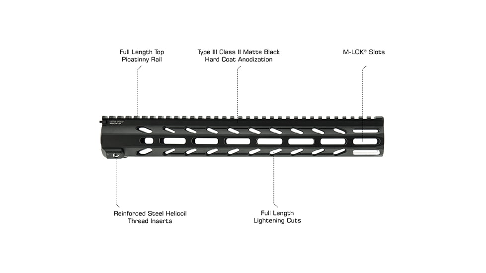 Leapers UTG PRO Arwen 14in M-LOK Free Float Handguard, Black, MTU046SEM