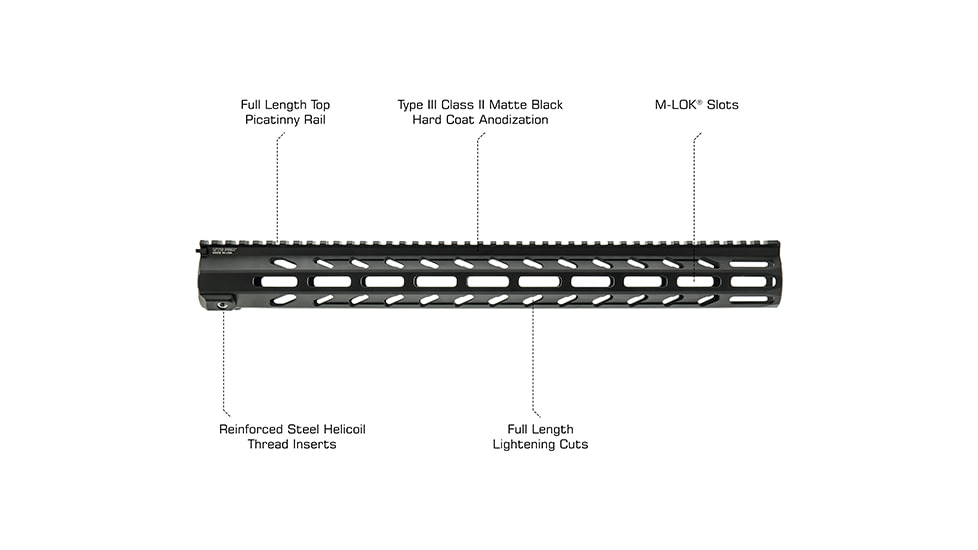 Leapers UTG PRO Arwen 17in M-LOK Free Float Handguard, Black, MTU048SEM