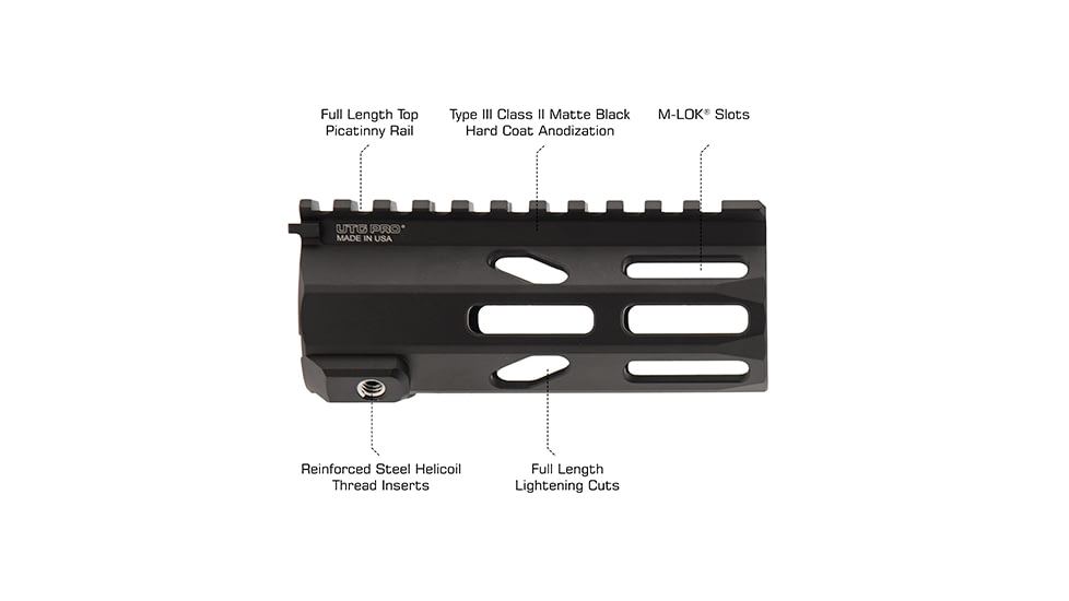 Leapers UTG PRO Arwen 5in M-LOK Free Float Handguard, Black, MTU049SEM