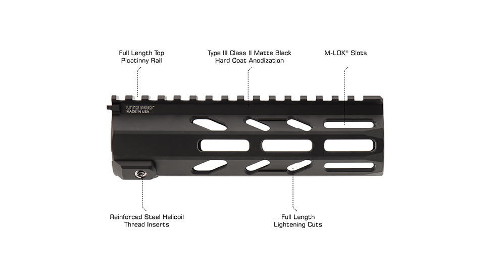 Leapers UTG PRO Arwen 7in M-LOK Free Float Handguard, Black, MTU044SEM