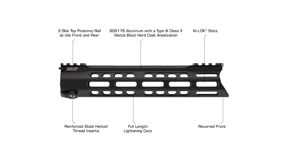 Leapers UTG PRO Forerunner 10in M-LOK Free Float Handguard, Black, MTU045SPM