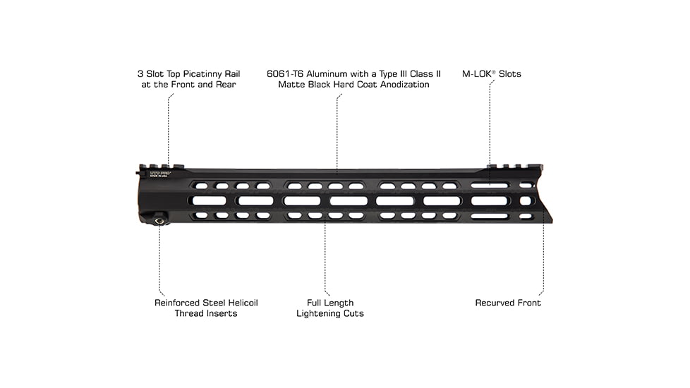 Leapers UTG PRO Forerunner 14in M-LOK Free Float Handguard, Black, MTU046SPM