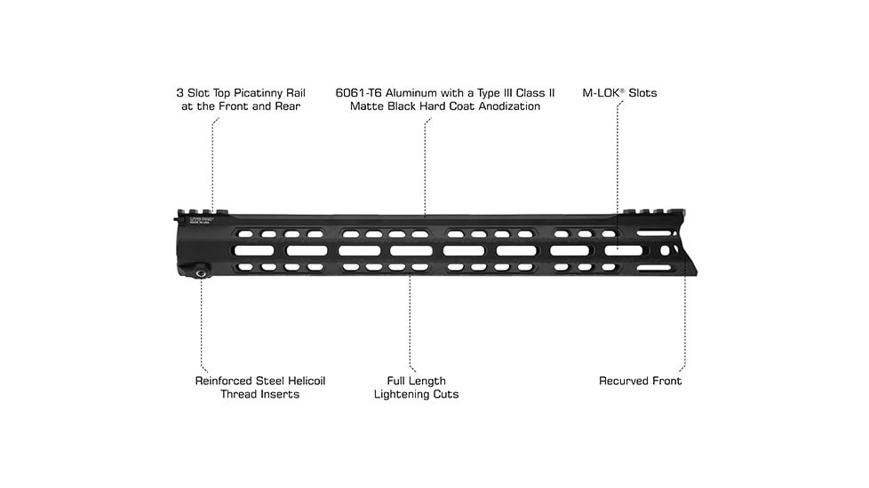 Leapers UTG PRO Forerunner 15in M-LOK Free Float Handguard, Black, MTU047SPM