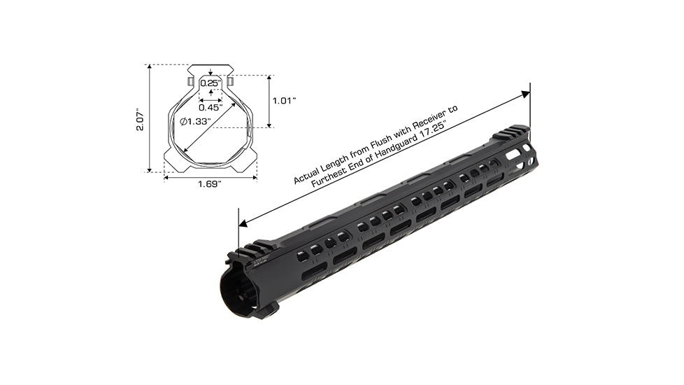 Leapers UTG PRO Forerunner 17in M-LOK Free Float Handguard, Black, MTU048SPM