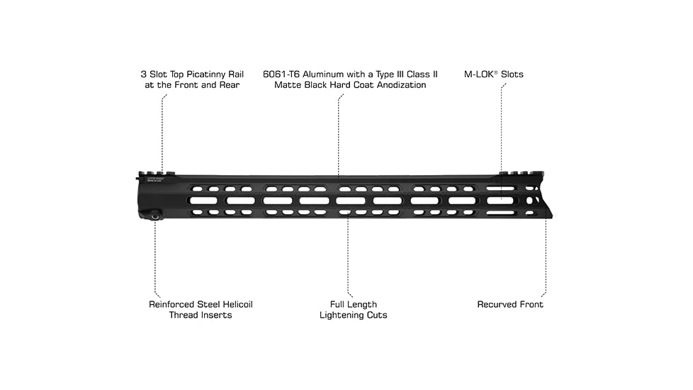 Leapers UTG PRO Forerunner 17in M-LOK Free Float Handguard, Black, MTU048SPM