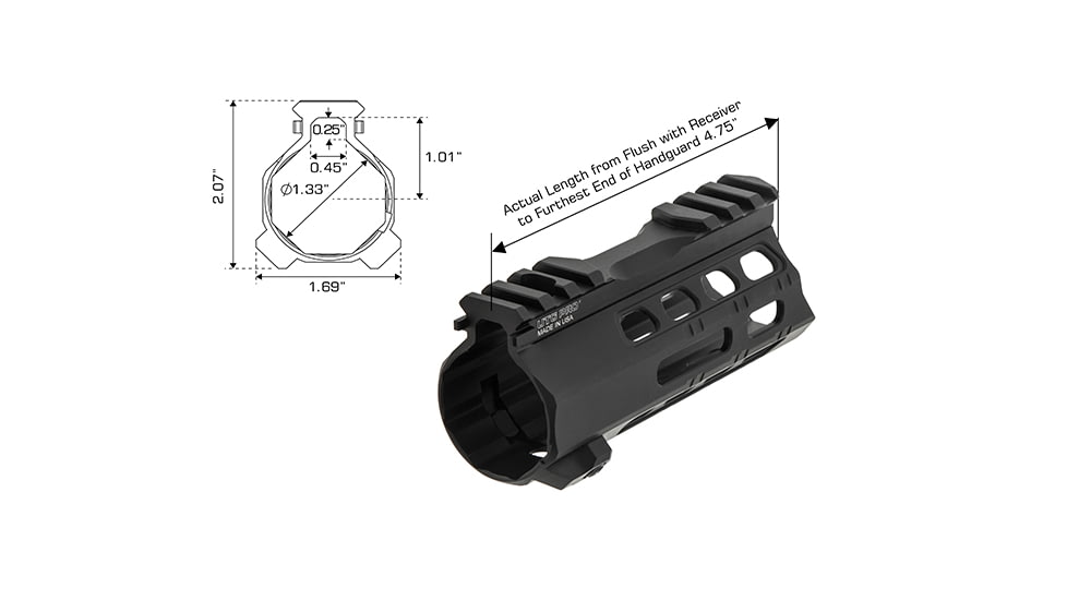 Leapers UTG PRO Forerunner 5in M-LOK Free Float handguard, Black, MTU049SPM