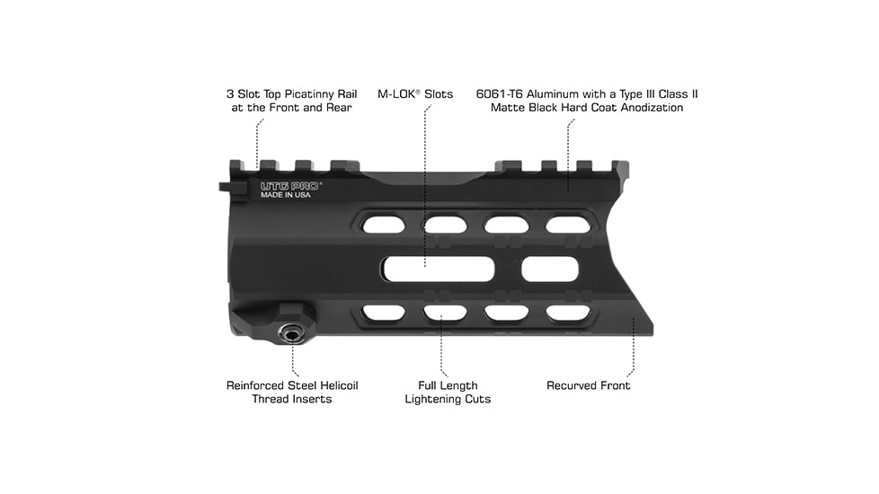 Leapers UTG PRO Forerunner 5in M-LOK Free Float handguard, Black, MTU049SPM