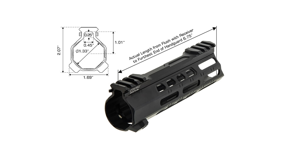 Leapers UTG PRO Forerunner 7in M-LOK Free Float Handguard, Black, MTU044SPM