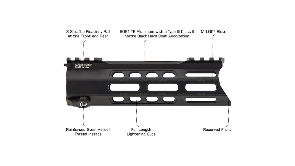 Leapers UTG PRO Forerunner 7in M-LOK Free Float Handguard, Black, MTU044SPM