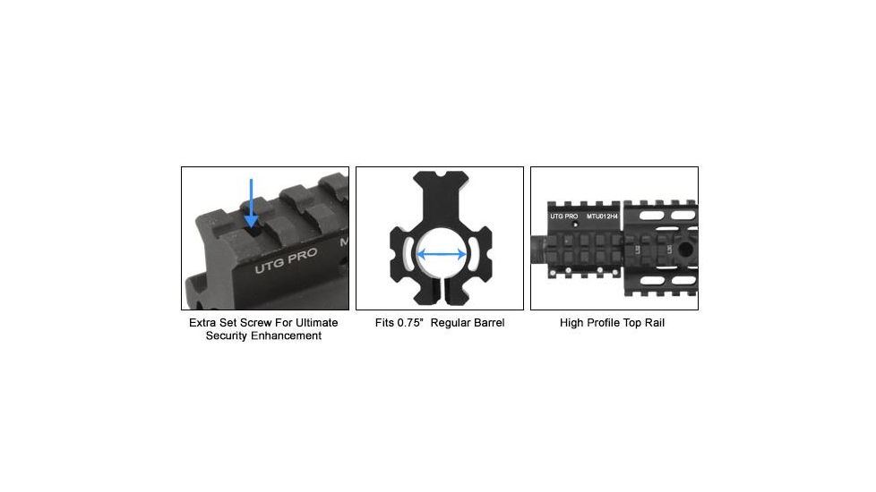Leapers UTG PRO Model 4 High Pro Quad-rail Gas Block for .75in Barrel, Black, MTU012H4