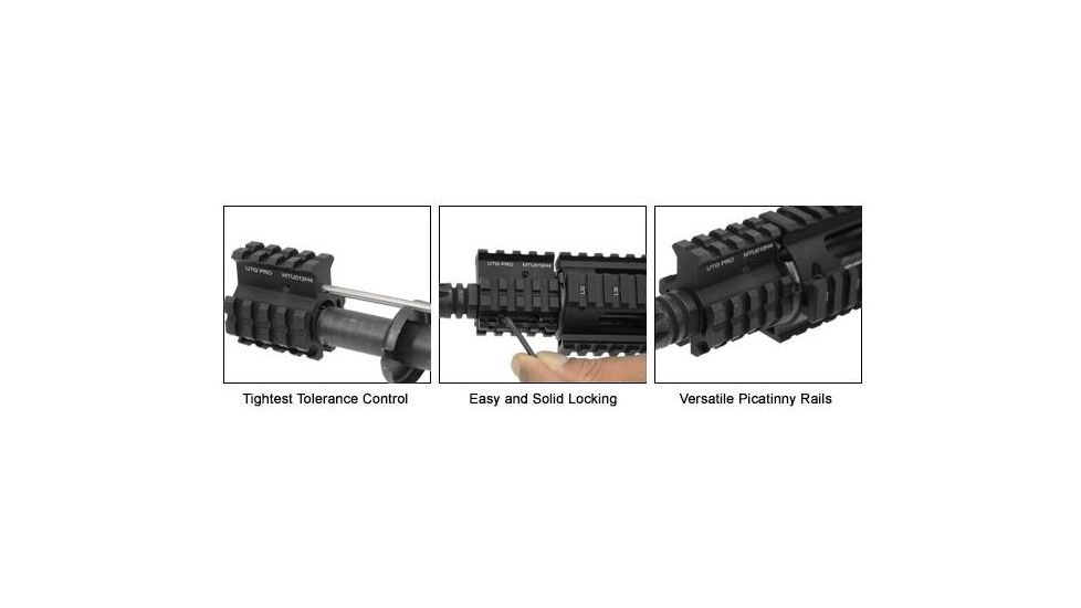 Leapers UTG PRO Model 4 High Pro Quad-rail Gas Block for .75in Barrel, Black, MTU012H4