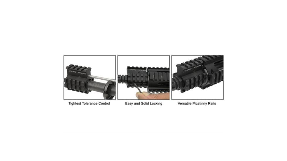 Leapers UTG PRO Model 4 High Pro Quad-rail Gas Block for .75in Barrel, Black, MTU012H4