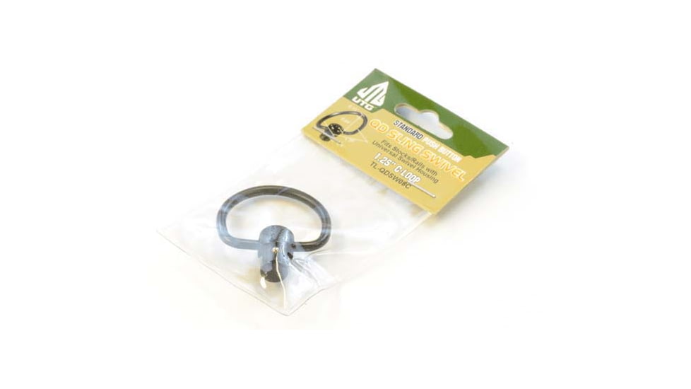 Leapers UTG Push Button QD Sling Swivel, 1.25in C-Shape Loop, Black, TL-QDSW08C