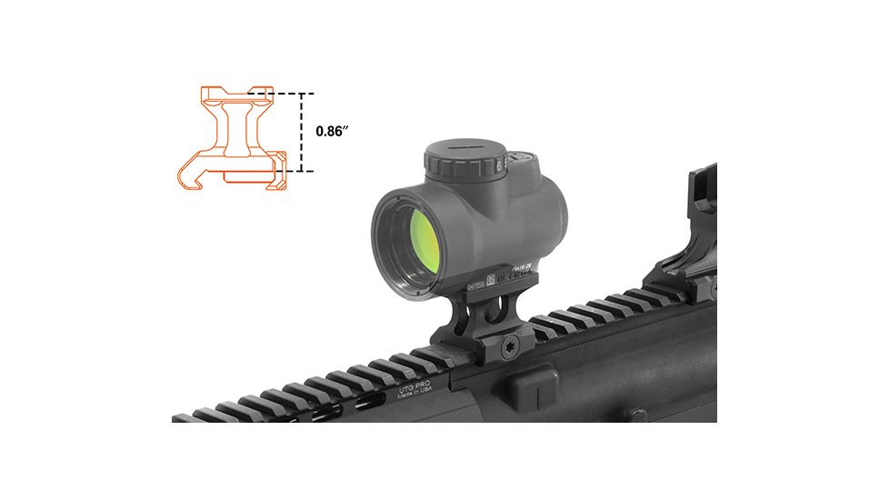 UTG Super Slim Mount, Trijicon MRO/MRO Patrol, Lower 1/3 Co-Witness, 0.86 inch, Black MT-MRO13C