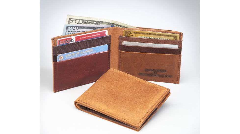 Leather Collections Bifold Reclaimed Wallet, Leather, Random Tan/Brown Tones, US-15