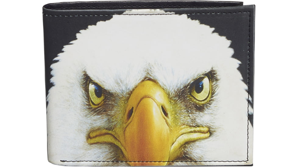 Leather Collections Bifold Wallet, Animal Eyes, Black w/Eagle Eyes, EYES15-EAGLE