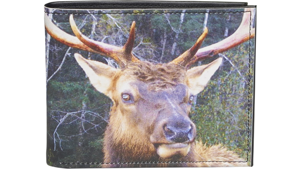 Leather Collections Bifold Wallet, Animal Eyes, Black w/Elk Eyes, EYES15-ELK