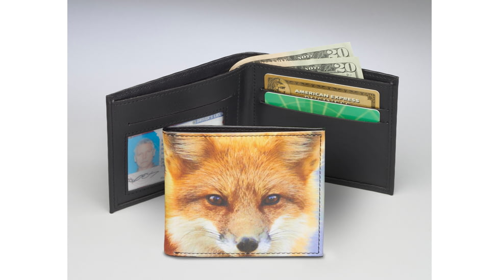 Leather Collections Bifold Wallet, Animal Eyes, Black w/Fox Eyes, EYES15-FOX