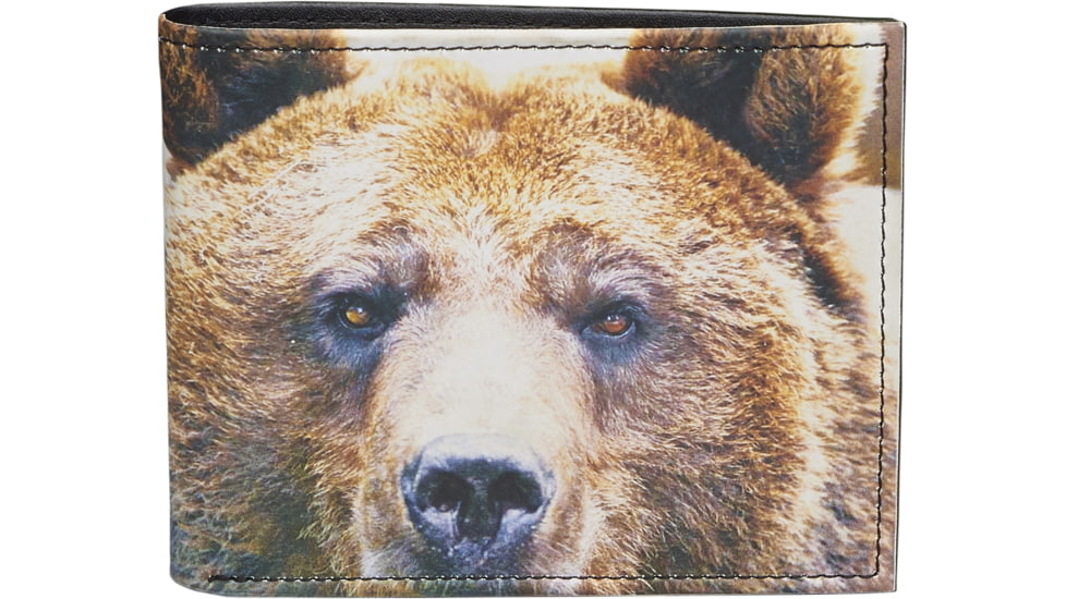 Leather Collections Bifold Wallet, Animal Eyes, Black w/Grizzly Eyes, EYES15-GRIZZLY