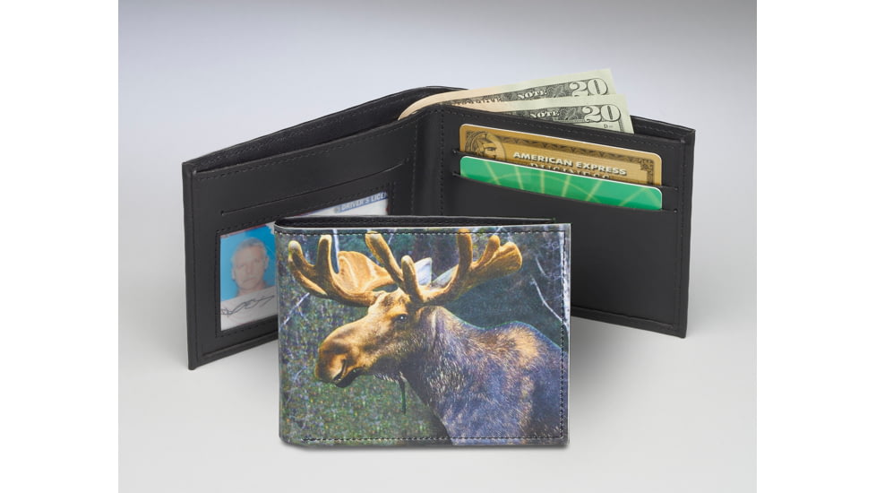 Leather Collections Bifold Wallet, Animal Eyes, Black w/Moose Eyes, EYES15-MOOSE