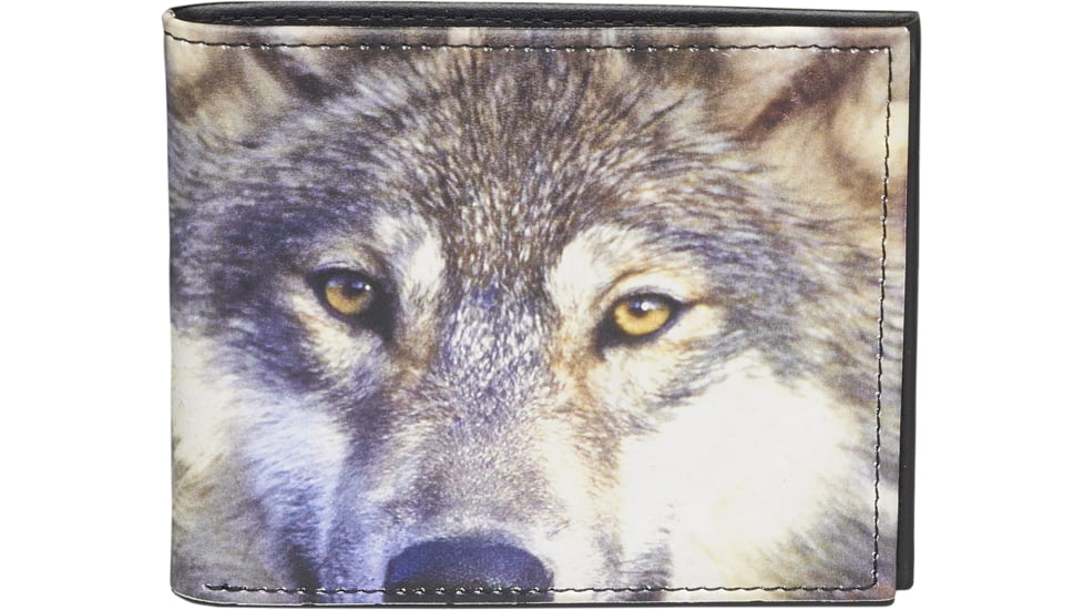 Leather Collections Bifold Wallet, Animal Eyes, Black w/Wolf Eyes, EYES15-WOLF