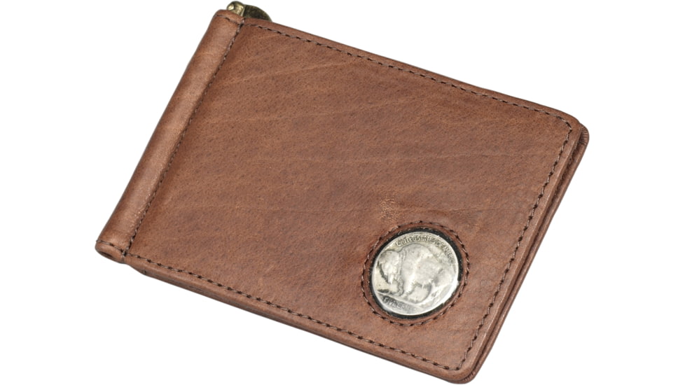Leather Collections Bison Leather Clip Wallet w/Nickle, Rust Brown, BIS-87/BR