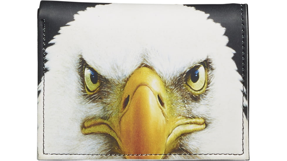 Leather Collections Trifold Wallet, Animal Eyes, Black w/Eagle Eyes, EYES16-EAGLE