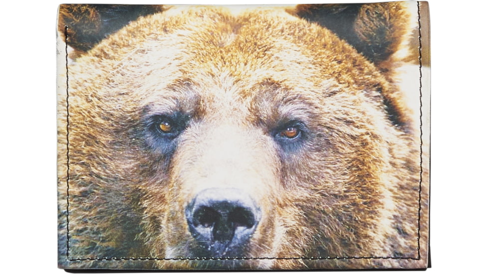 Leather Collections Trifold Wallet, Animal Eyes, Black w/Grizzly Eyes, EYES16-GRIZZLY