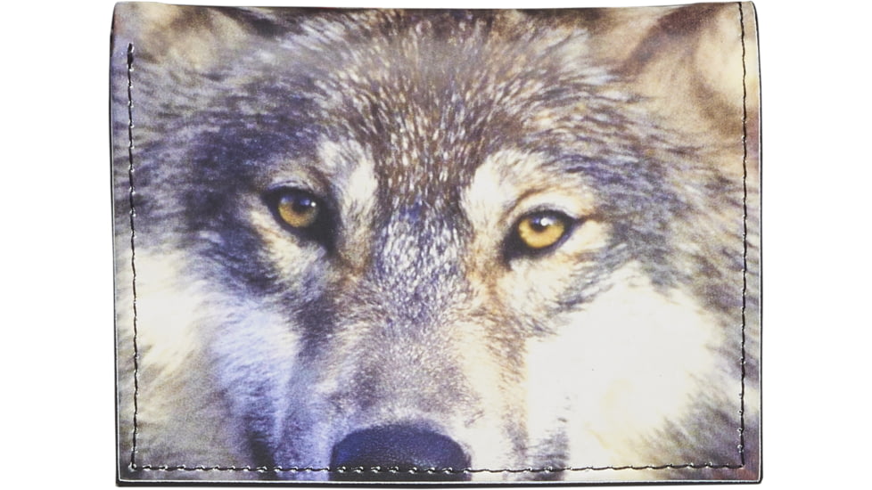 Leather Collections Trifold Wallet, Animal Eyes, Black w/Wolf Eyes, EYES16-WOLF