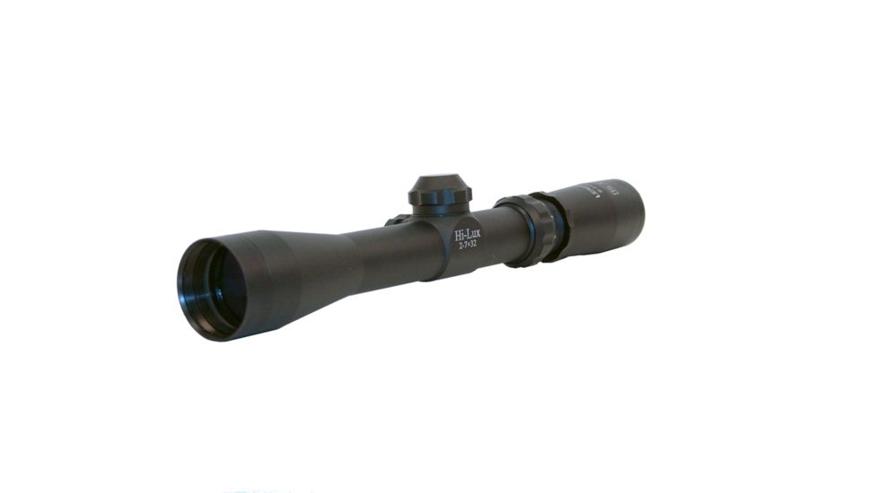 Hi-Lux Optics Long Eye Relief  Rifle Scope, 2-7 x, 32 mm, 1 in, Second Focal Plane (SFP), Post with Center Dot, Matte, Black, LER27X32BDC