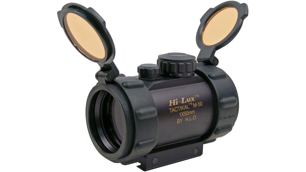 Hi-Lux Optics Red Dot 1 x 50mm Tactical Sight w/ Integral Mount &amp; Flip-Up Lens Covers ES1X50TP