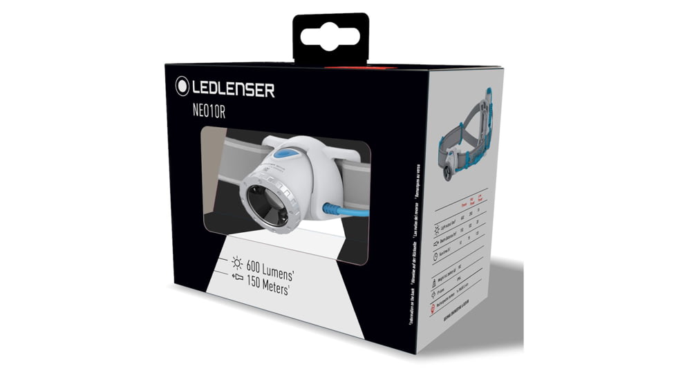 LED Lenser NEO10R Li-Ion Rechargeable LED Headlamp, 600 Lumens, Box, Blue, 880463