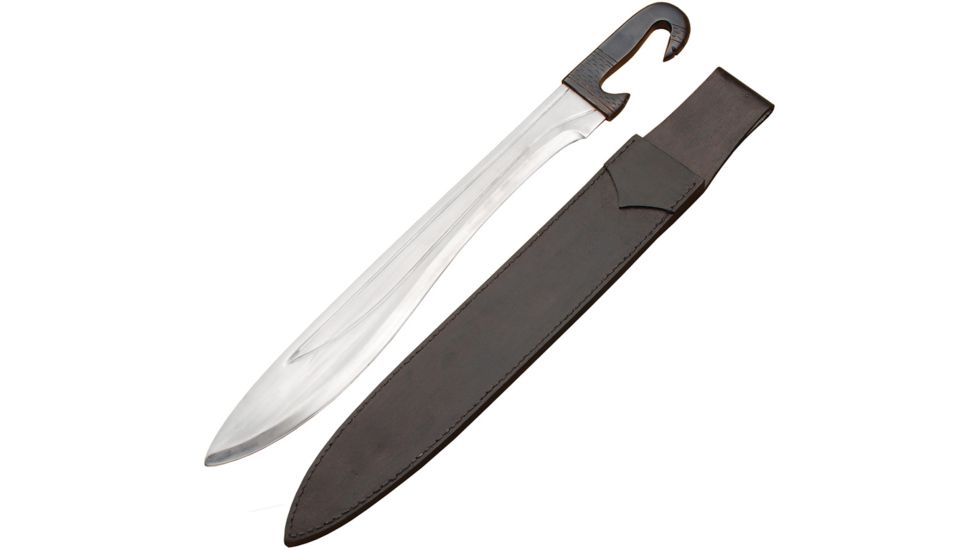 Legacy Arms Falcata Sword Fixed Blade Knife, 20.5in, Carbon Steel, Standard Edge, Satin, Black, Stainless Handle IP086