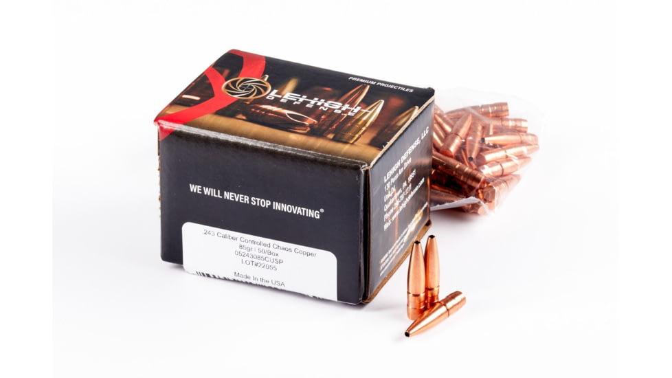 Lehigh Defense .243 Caliber 85 Grain Controlled Chaos Centerfire Rifle Bullets, 50 Rounds, 05243085CuSP