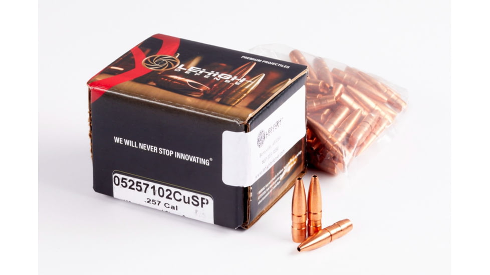 Lehigh Defense .257 Caliber 102 Grain Controlled Chaos Centerfire Rifle Bullets, 50 Rounds, 05257102CuSP