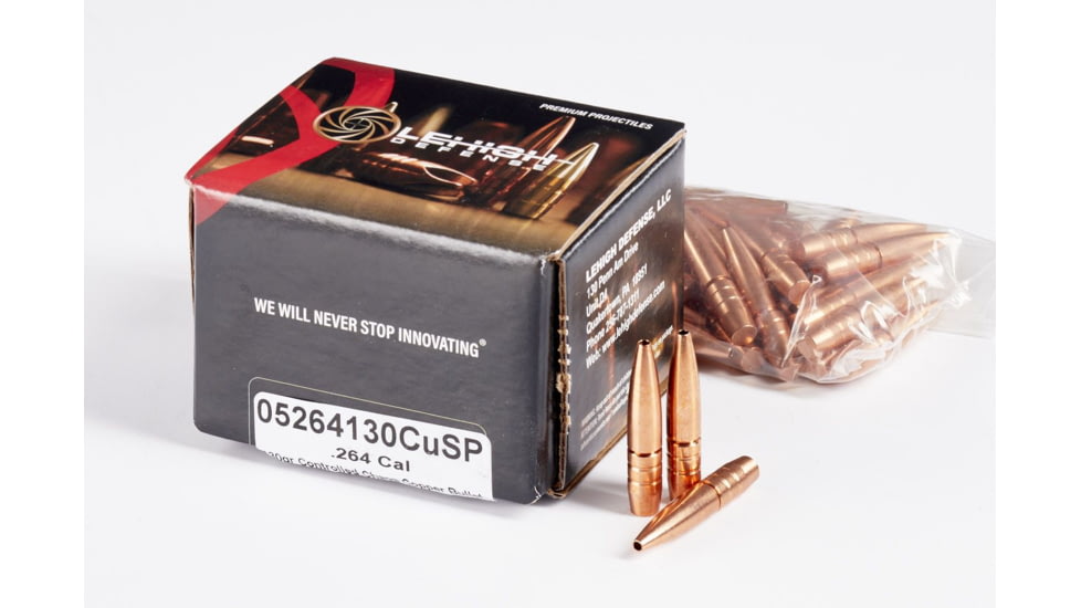 Lehigh Defense .264 Caliber 130 Grain Controlled Chaos Centerfire Rifle Bullets, 50 Rounds, 05264130CuSP