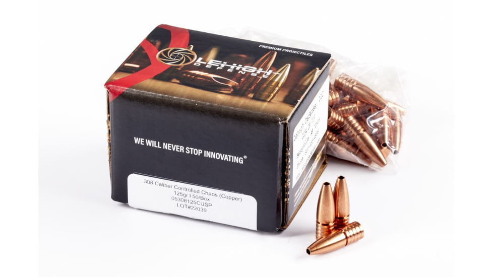 Lehigh Defense .308 Caliber 125 Grain Controlled Chaos Centerfire Rifle Bullets, 50 Rounds, 05308125CuSP