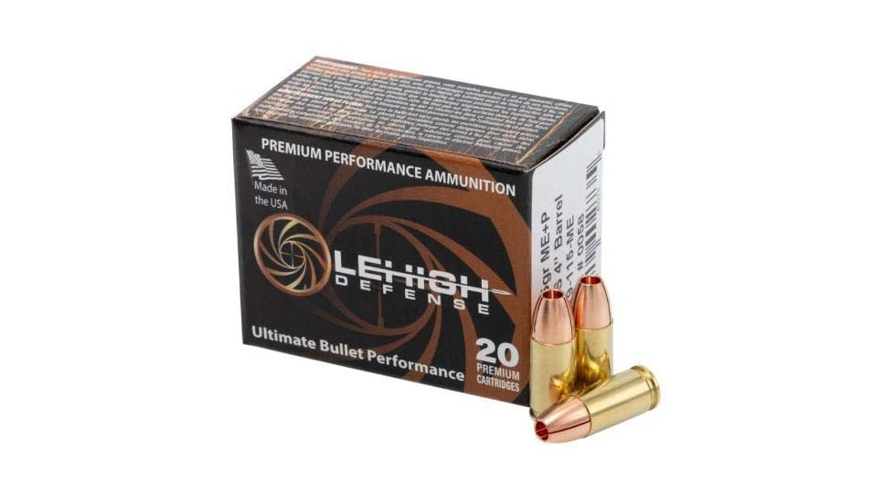 Lehigh Defense 9mm 115 Grain Maximum Expansion Brass Pistol Ammo, 20 Rounds, LA9-115-ME