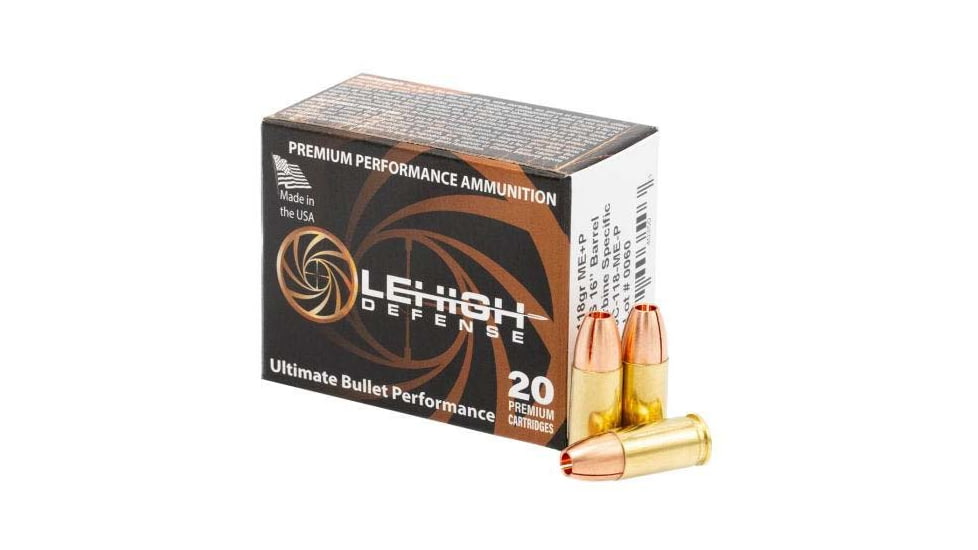 Lehigh Defense 9mm 118 Grain Maximum Expansion Brass Pistol Ammo, 20 Rounds, LA9C-118-ME-P